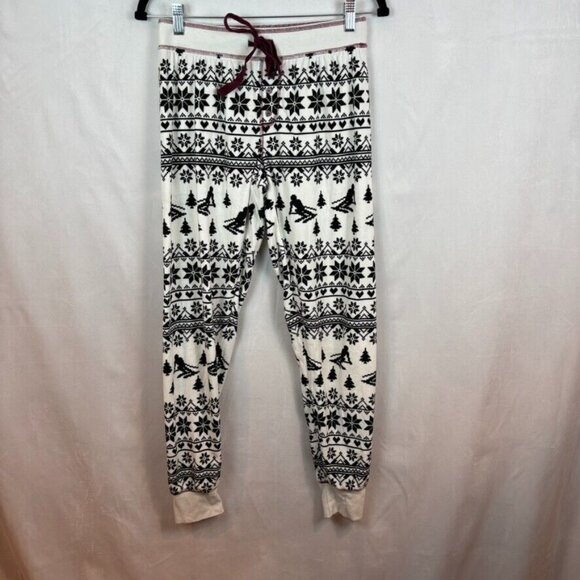 P.J. Salvage Women's Fair Isle White black pajama pants size‎ Small Winter soft - Picture 1 of 12